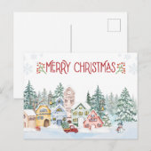 メリークリスマスウォーターカラーウィンタービレッジ シーズンポストカード (正面/裏面)