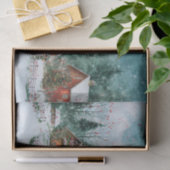 メリークリスマスウォーターカラーウィンタービレッジ 薄葉紙 (ギフト)