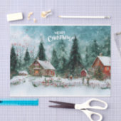 メリークリスマスウォーターカラーウィンタービレッジ 薄葉紙 (クラフト)