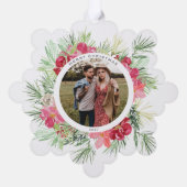 メリークリスマスウォーターカラーウィンターボタニカルリース オーナメントカード (裏面)