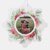 メリークリスマスウォーターカラーウィンターボタニカルリース オーナメントカード (正面)