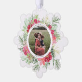 メリークリスマスウォーターカラーウィンターボタニカルリース オーナメントカード (左)