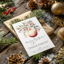 メリークリスマスウォーターカラーオーナメントホリーベリー