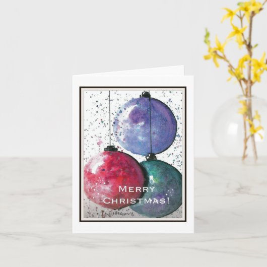 メリークリスマスウォーターカラーオーナメント抽象芸術アート カード (黄色い花)