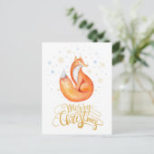 メリークリスマスウォーターカラーキツネとスノーフレーク・カード シーズンポストカード (スタンド正面)