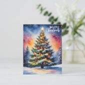 メリークリスマスウォーターカラークリスマスツリー シーズンカード (スタンド正面)