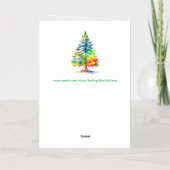 メリークリスマスウォーターカラークリスマスツリー 箔グリーティングカード (裏面)