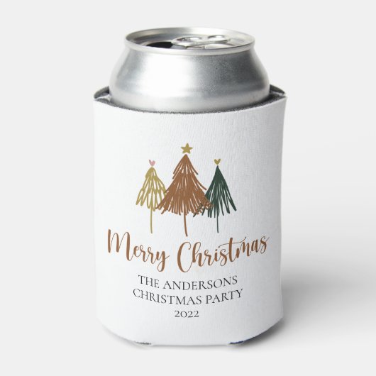 メリークリスマスウォーターカラークリスマスツリー 缶クーラー (缶正面)