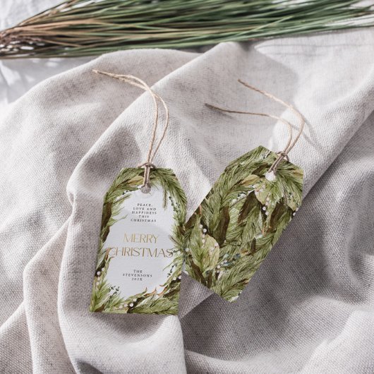 メリークリスマスウォーターカラークリスマスリース ギフトタグ