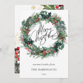 メリークリスマスウォーターカラークリスマスリース シーズンカード (正面/裏面)