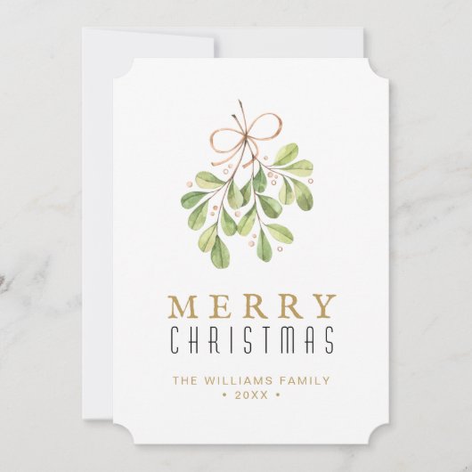 メリークリスマスウォーターカラーグリーナリーホリデーカード (正面)