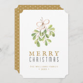 メリークリスマスウォーターカラーグリーナリーホリデーカード (正面/裏面)