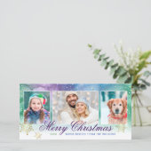 メリークリスマスウォーターカラーコラージュ家族の写真 シーズンカード (スタンド正面)