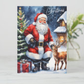 メリークリスマスウォーターカラーサンタクロース シーズンカード (スタンド正面)