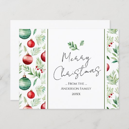 メリークリスマスウォーターカラーツリーオーナメント (正面/裏面)