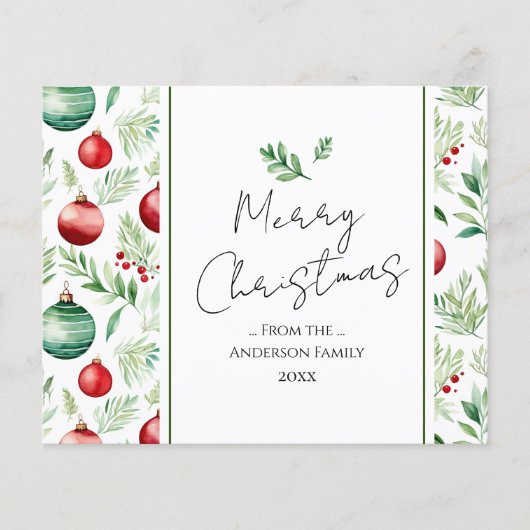 メリークリスマスウォーターカラーツリーオーナメント (正面)