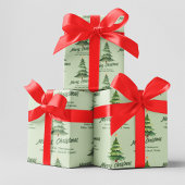 メリークリスマスウォーターカラーツリーカスタム ラッピングペーパーシート