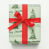 メリークリスマスウォーターカラーツリーカスタム ラッピングペーパーシート