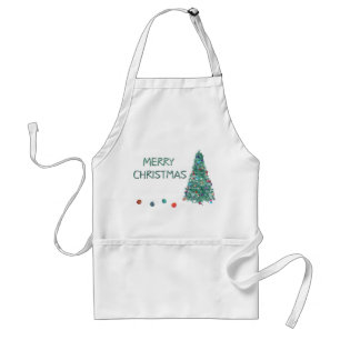 メリークリスマスウォーターカラーツリー スタンダードエプロン
