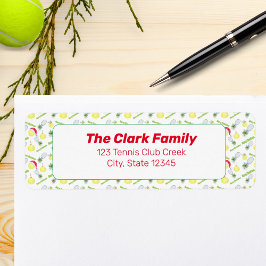 メリークリスマスウォーターカラーテニスボール&ラケット ラベル