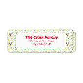 メリークリスマスウォーターカラーテニスボール&ラケット ラベル (正面)