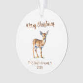 メリークリスマスウォーターカラーディアファミリーフォト オーナメント (正面)