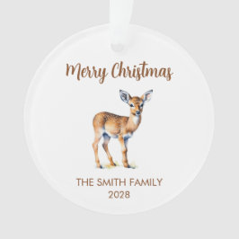 メリークリスマスウォーターカラーディアファミリーフォト オーナメント