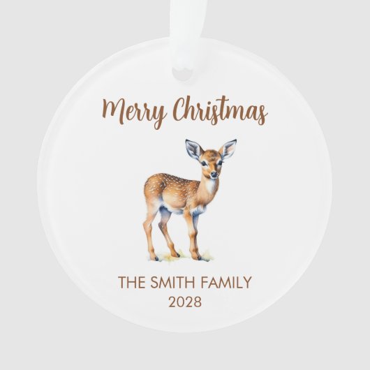 メリークリスマスウォーターカラーディアファミリーフォト オーナメント (正面)