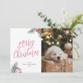 メリークリスマスウォーターカラーパインとベリー シーズンカード (スタンド正面)