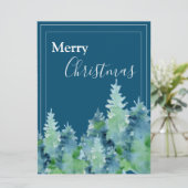 メリークリスマスウォーターカラーパインツリーズホリデーカード (スタンド正面)