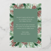 メリークリスマスウォーターカラーパインフローラ写真 箔シーズンカード (裏面)