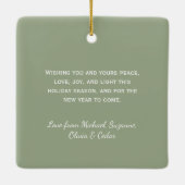 メリークリスマスウォーターカラーパイン金ゴールドフォトフレーム セラミックオーナメント (裏面)