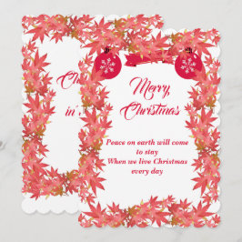 メリークリスマスウォーターカラーピーチメープル葉ズ シーズンカード