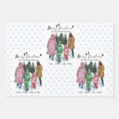 メリークリスマスウォーターカラーファミリーカスタム4 ラッピングペーパーシート (正面)