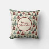 メリークリスマスウォーターカラーフォレストモミの木 クッション (正面)