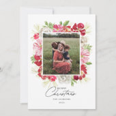 メリークリスマスウォーターカラーフラワーフレーム シーズンカード (正面)