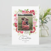 メリークリスマスウォーターカラーフラワーフレーム シーズンカード (スタンド正面)