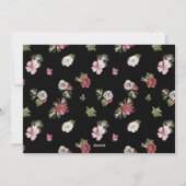 メリークリスマスウォーターカラーフラワーブラック シーズンカード (裏面)