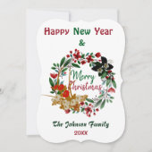 メリークリスマスウォーターカラーフローラグリーンリース (正面)