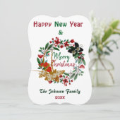 メリークリスマスウォーターカラーフローラグリーンリース (スタンド正面)