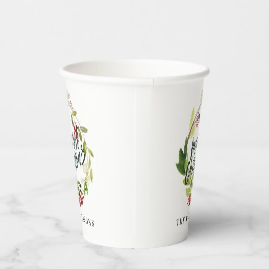 メリークリスマスウォーターカラーフローラパーティー 紙コップ (右)