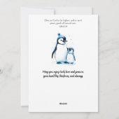 メリークリスマスウォーターカラーペンギンクリスチャン シーズンカード (裏面)