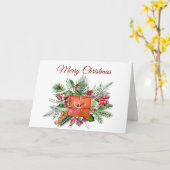 メリークリスマスウォーターカラーホリデーコラージュ カード (黄色い花)