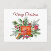 メリークリスマスウォーターカラーホリデーコラージュ シーズンポストカード (正面)