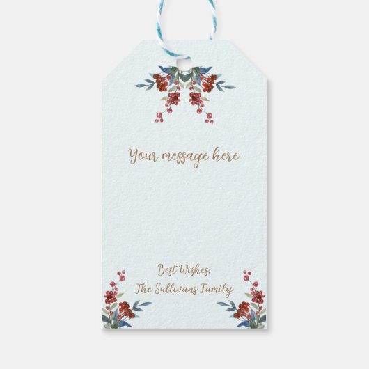 メリークリスマスウォーターカラーホリーとベリー ギフトタグ (裏面)