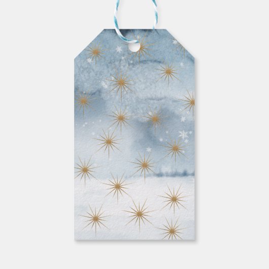 メリークリスマスウォーターカラーホリーグリッタースタースノー ギフトタグ (裏面)