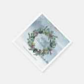 メリークリスマスウォーターカラーホリーグリッタースタースノー スタンダードカクテルナプキン (角)