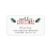 メリークリスマスウォーターカラーホリーハンドレタリング ラベル (正面)