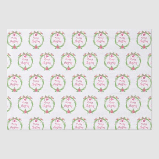 メリークリスマスウォーターカラーホリーリース 薄葉紙 (正面)