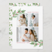 メリークリスマスウォーターカラーホリー3写真休日 (正面/裏面)